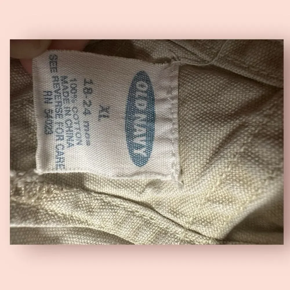 Vtg Baby Boys Size 18-24 month Old Navy Y2K Pantsuit Overalls Bibs Tan Romper